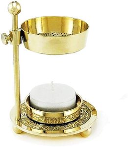 Brûleur d'encens en laiton avec porte-bougie, diffuseur d'aromathérapie décoratif, fournisseur indien - Product Image 4
