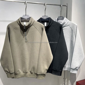 Chaqueta Casual Vintage de Color Sólido para Hombre, Sudadera con Capucha y Cremallera, con Cuello Alto Bordado Simple, Capa Base - Product Image 1