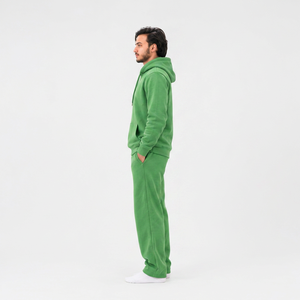 Chándal con Capucha Verde para Hombre, Manga Larga, Color Sólido, Algodón, Ropa Casual con Bolsillos Laterales, Corte Regular, Estilo Otoñal - Product Image 5