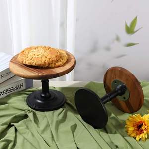 Grand support à gâteau en bois, finition marron, écologique, résistant au four, passe au lave-vaisselle, élégant, pour la découpe de gâteaux, décorations de fête, universel - Product Image 4