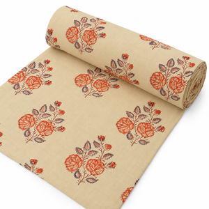 100% Cotton Floral <b>Fabric</b> Hand Block Printed Breathable Moisture-Absorbent Shrink-Resistant Wrinkle Resistant <b>Medium</b> Weight 60S - Product Image 3