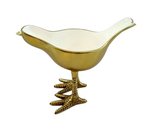 Bol à oiseaux en métal poli, parfait comme décoration, présentoir à fruits secs et cadeau pour les mariages - Product Image 1