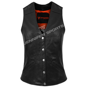 Chaleco de Cuero Genuino Impermeable de Alta Calidad para Mujer, Talla Personalizada, Ropa Exterior para Motocicleta con Diseño Transpirable y Bolsillos - Product Image 1