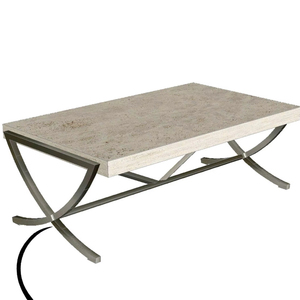 Mesa de Centro con Superficie Rectangular de Mármol Travertino, Estilo Moderno, para Dormitorio, Sala de Estar o Sofá - Product Image 1
