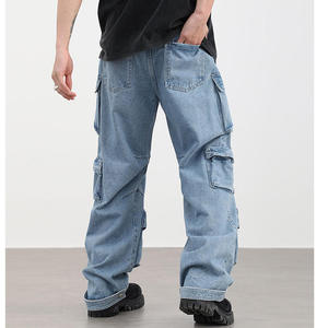 Manufacturer Direct Men's Wholesale Breathable Casual Dark Straight Solid Denim Jeans Embroidery for Summer Autumn Winter - Product Image 5