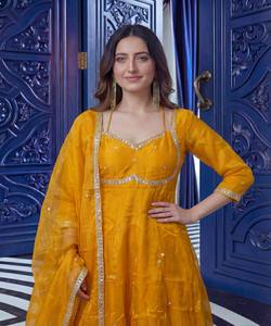 RICH LOOK Vestido Étnico de Algodón Multicolor con Bordado de Seda y Lentejuelas, con Dupatta, para Uso Festivo, Precio al por Mayor, En Stock - Product Image 2