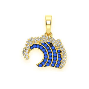 925 Silver Iced Blue Ocean Wave Pendant Custom Moissanite <b>Tester</b> Necklace Trendy <b>Gold</b> Plated Bling Jewelry Gifts Charm - Product Image 1
