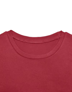Women 2 Piece Shorts Set Solid Red O-Neck Short Sleeve Loose Fit Sporty Casual Summer Above Knee Knitted Polyester Soft Pockets - Product Image 3