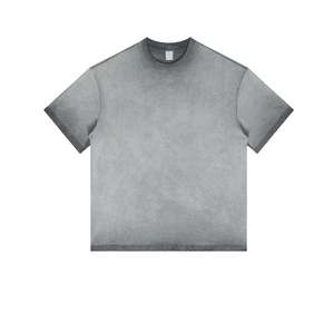 Camisetas de algodón de 260 g/m² de estilo urbano para hombre, con lavado ácido, al por mayor, lisas, desgastadas, de corte holgado y oversize - Product Image 1