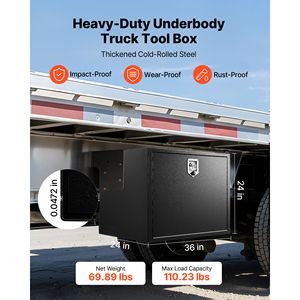 Heavy Duty Underbody Truck Tool <b>Box</b> 36x24x24 Inch Steel <b>Trailer</b> Storage <b>Box</b> with Lock Keys Waterproof - Product Image 2