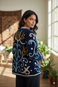 Veste en velours brodée artisanale pour femme, luxe intemporel, style bohème ethnique, inspirée des motifs traditionnels - Product Image 4
