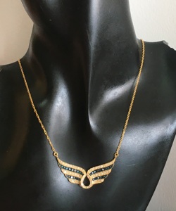 Women's Trendy Brilliant Cut Natural White Blue Wing Pendant Necklace 925 Sterling Silver Rhodium Plated <b>Rope</b> <b>Chain</b> 1.23 Ct Claw - Product Image 5