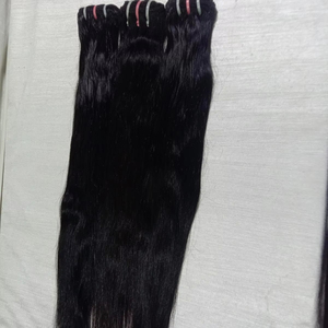 100% CABELLO HUMANO VIRGEN INDIO Ondulado Natural 12 \ "Extensiones de cabello Remy negro Cabello crudo trenzado de templo indio virgen de alta calidad - Product Image 4