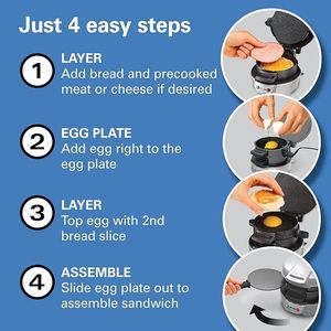 Customizable Breakfast Sandwich <b>Maker</b> with Egg Cooker Ring for English Muffins Croissants Mini <b>Waffles</b> Pe - Product Image 6