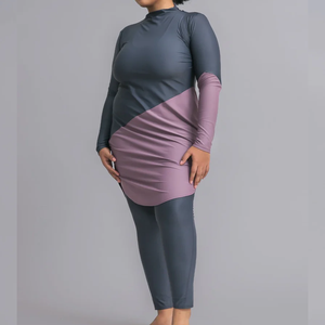 Muslim Swimwear New Women Modest Long Sleeves Sport <b>Swimsuit</b> High Cut Print Front Logo Polyester/Nylon <b>Islamic</b> Burkinis Zippers - Product Image 5