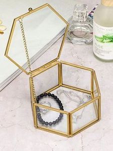 เครื่องประดับงานแต่งงาน Gold เรขาคณิตกล่องแก้วหิน - Product Image 4