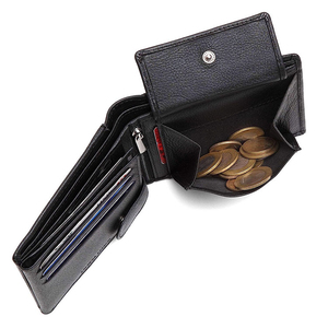 <b>Men's</b> Genuine Leather Slim <b>Wallet</b> With Striped Lining Fold Closure Card Holder Short Length Minimalist Design - Product Image 6