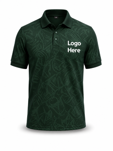 Camisas de Hombre con Logotipo Personalizado, Color Verde Oscuro, Bordadas, 100% Algodón, Manga Corta, Tejido de Punto, Secado Rápido, Estilo Casual - Product Image 2