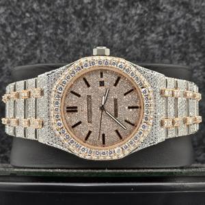 Reloj Bussdown de Acero Inoxidable con Moissanita Totalmente Incrustada, Fabricado a Medida, Movimiento Automático, Cristal de Zafiro, Resistente al Agua 10 Bar - Product Image 5