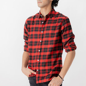 เสื้อเชิ้ตผ้าแฟลนเนลผู้ชาย แขนยาว ผ้าฝ้าย นุ่มสบาย ลายตาราง ติดกระดุม ใส่ทำงานกลางแจ้ง แฟชั่นทันสมัย - Product Image 1