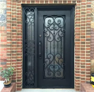 Traditional Wrought Iron Entry Door With Ornate Design Exterior Anti-Theft Manual <b>Swing</b> Metal Front Door Finished Surface - Product Image 2