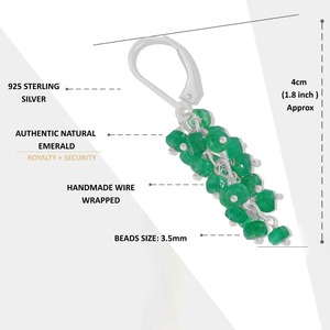 925 <b>Sterling</b> <b>Silver</b> Rhodium Plated Trendy Emerald Cluster Drop Earrings Green Faceted Dangle for Wedding Party Gift - Product Image 2