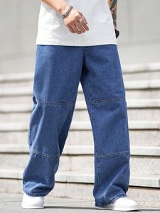 Men's Leg Denim Cargo <b>Pants</b> Mid Waist Loose Fit Cotton Casual Style Spring Wear Blue Jeans Cargo Men's Jeans - Product Image 2