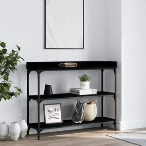 Tavolo Console Regolabile in Legno Ingegnerizzato Nero di Medie Dimensioni con Design Elegante - Product Image 1