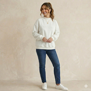 High Quality Fabric Polyester / Cotton Fleece Applique Embroidery Letter Pattern Women's Pullover Mock Neck Sweatshirt - Product Image 1