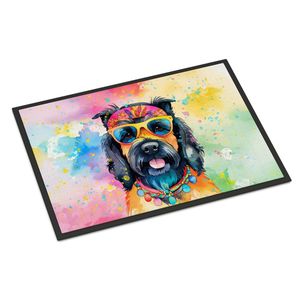 Scottish Terrier Hippie Dawg <b>Doormat</b> Non Slip <b>Washable</b> Low Pile 24H X 36W Indoor Outdoor Entryway Rug for Front Door - Product Image 1