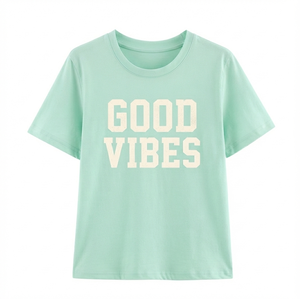 Camiseta de Verano para Mujer, Cuello Redondo, Estilo Urbano, Venta al Por Mayor, Servicio OEM, Tallas Grandes, Tejido de Punto, de la Mejor Calidad - Product Image 2