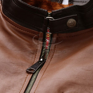 Men <b>Winter</b> <b>Leather</b> <b>Jacket</b> with Stand Collar Eco-Friendly & Breathable Long Sleeve Customizable Design High Street Fashion - Product Image 4