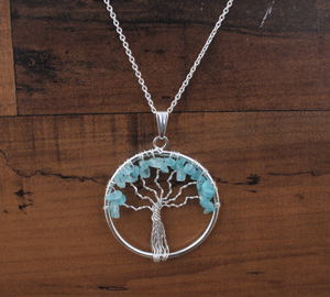 Collar Unisex de Plata de Ley 925 con Baño de Platino y Colgante de Árbol de la Vida con Circonita Natural Vintage, Venta al por Mayor - Product Image 6