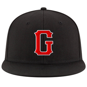 <b>Black</b> 6-Panel <b>Baseball</b> <b>Cap</b> With Red Embroidered G Logo Front Panel Unisex Casual Fitted Hat - Product Image 5