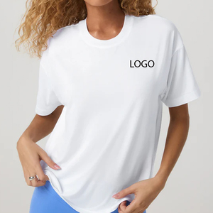 Camiseta de algodón de alta calidad para mujer, estilo casual, lisa, para impresión y diseño, corte holgado, precio de fábrica para distribución mayorista. - Product Image 1