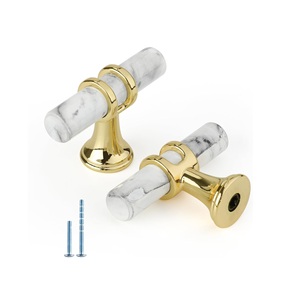 Manijas de Muebles Acrílicas Hechas a Mano de Alta Calidad y Ecológicas, en Forma de T, Chapadas en Oro, para Uso en Cocina y Baño - Product Image 1