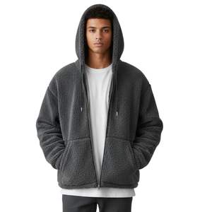 Chaqueta de Invierno para Hombre, Estilo Borg, Color Carbón, con Cierre, Capucha y Bolsillos, Cálida y Cómoda - Product Image 5