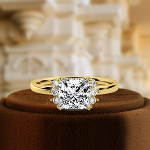 Anillo de Compromiso y Boda con Diamante Cultivado en Laboratorio Certificado por IGI de 1.5CT, Corte Princesa, Piedras Laterales, Oro Rosa de 14K, Anillo Minimalista - Product Image 6