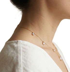 Collar de Lujo con Colgante de Piedra Lunar Arcoíris en Forma de Lágrima, Chapado en Oro de 14K, Cadena de Cable, Certificado IGI, para Novias y Bodas, Venta al Por Mayor - Product Image 5