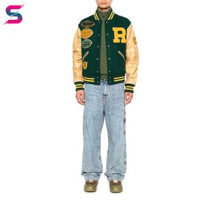 2026 Good Supplier Make Your Own Green Woolen Faux Leather Sleeves Letterman College <b>Baseball</b> Letterman <b>Jackets</b> <b>For</b> Wholesale - Product Image 4