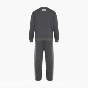 Conjunto de Sudadera con Cuello Redondo Texturizado y Pantalones Jogger para Hombre, Color Gris, Ropa Casual Urbana, Ropa a Juego con Logotipo Personalizado - Product Image 4