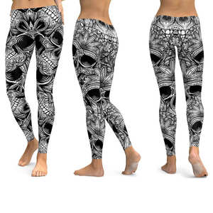 Leggings de sport pour femmes Skeleton, pantalons de yoga taille haute, collants d'entraînement extensibles dans 4 directions pour la course à pied, le fitness et les vêtements de sport - Product Image 6