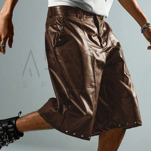 Pantalones Cortos de Cuero Marrón para Hombre, Ajuste Holgado, Cómodos, Nueva Llegada, Última Tendencia, Servicio OEM ODM, Mejor Proveedor, Precio al por Mayor - Product Image 5
