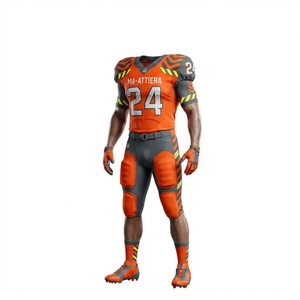Custom Men's Orange Gray American Football Uniform <b>Padded</b> Jersey <b>Pants</b> Set Sports Team Apparel - Product Image 3