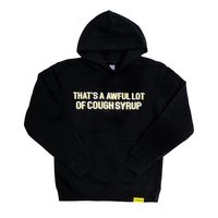 Sweat à capuche zippé pour homme, coupe ample, 100% coton, grammage lourd, hiver, avec logo imprimé par transfert thermique sur le devant, personnalisable, 'That's a lot of cough syrup'