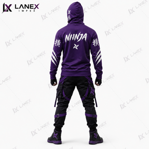 Men's Ninja Hoodie Balaclava Mask Double <b>Hood</b> <b>Zip</b> Up Sweatshirt Custom Streetwear Pullover Hoodie Winter Sportswear Clothing OEM - Product Image 4