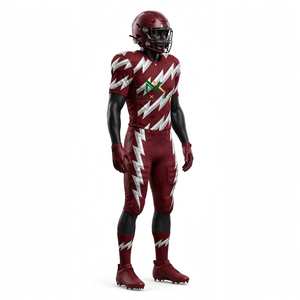 Uniforme de Fútbol Americano NEXTEX para Hombre, Manga Corta, Diseño de Rayo, Color Granate, Sublimado - Product Image 6
