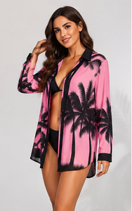 Wholesale Custom <b>Hawaiian</b> Summer <b>Shirts</b> <b>Womens</b> Tropical Floral Button Down Short Sleeve Loose Beachwear Holiday Casual OEM ODM - Product Image 2