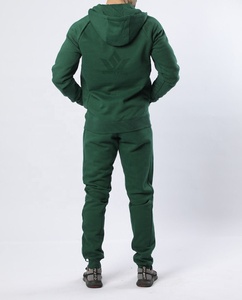 Men's Dark Forest Green Full <b>Zip</b> <b>Hooded</b> Tracksuit Set Regular Fit Polyester Hoodie and Jogger Pants Casual Athletic Sportswear - Product Image 4
