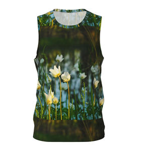 Conjunto de Camiseta sin Mangas y Pantalones Cortos con Estampado Floral Unisex, Cuello Redondo, Cintura con Cordón, Ropa Deportiva Transpirable de Poliéster para Adultos - Product Image 3